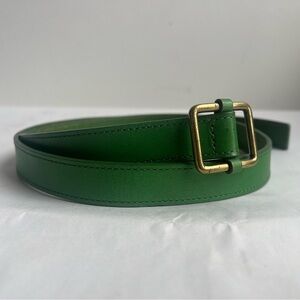2009 GAP Green‎ Leather Adjustable Belt Brass Square Buckle 7/8” Wide